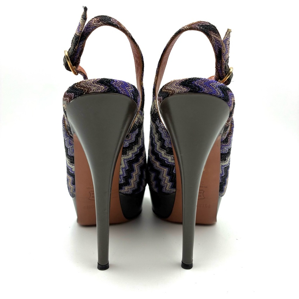 Missoni Multicolor Zigzag Perp Toe Slingback Pumps - image 5